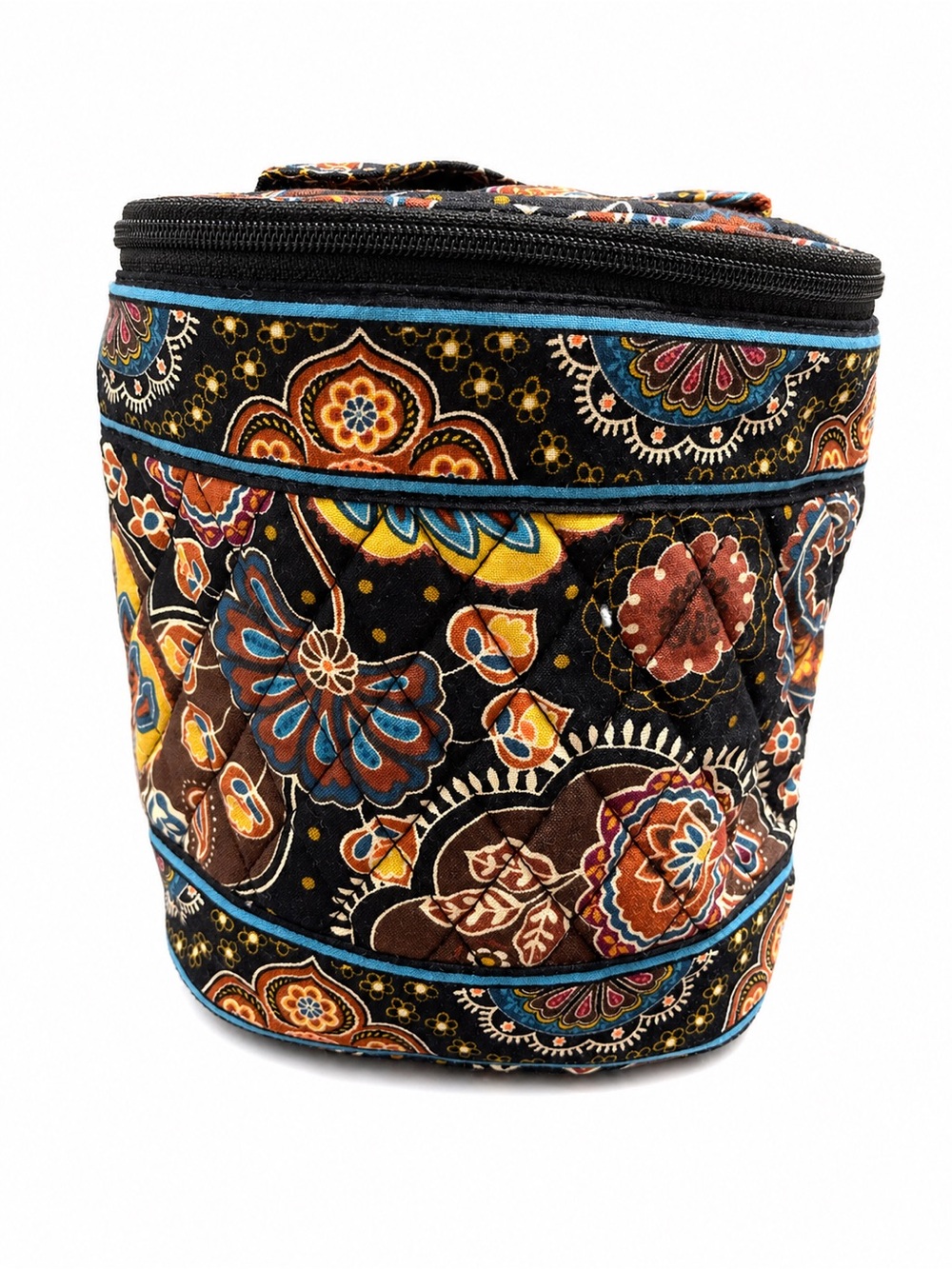 Vera Bradley Black Floral Quilted Cosmetic /lunch box Case with Accents